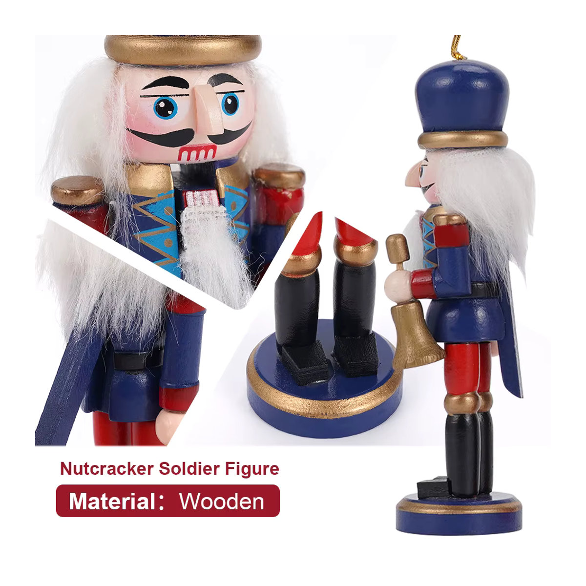 Nussknacker American Honor Guard Holzfigur als Weihnachtsbaum Ornament, mehrfarbig, Höhe: 13 cm - Bild 3