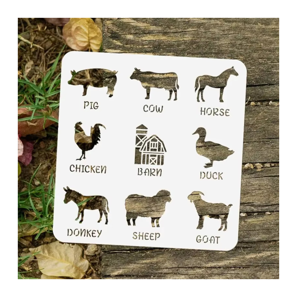 Nutztiere Schablone Landhaus Stil Weiß B/B: 30 x 30 cm - Bild 2