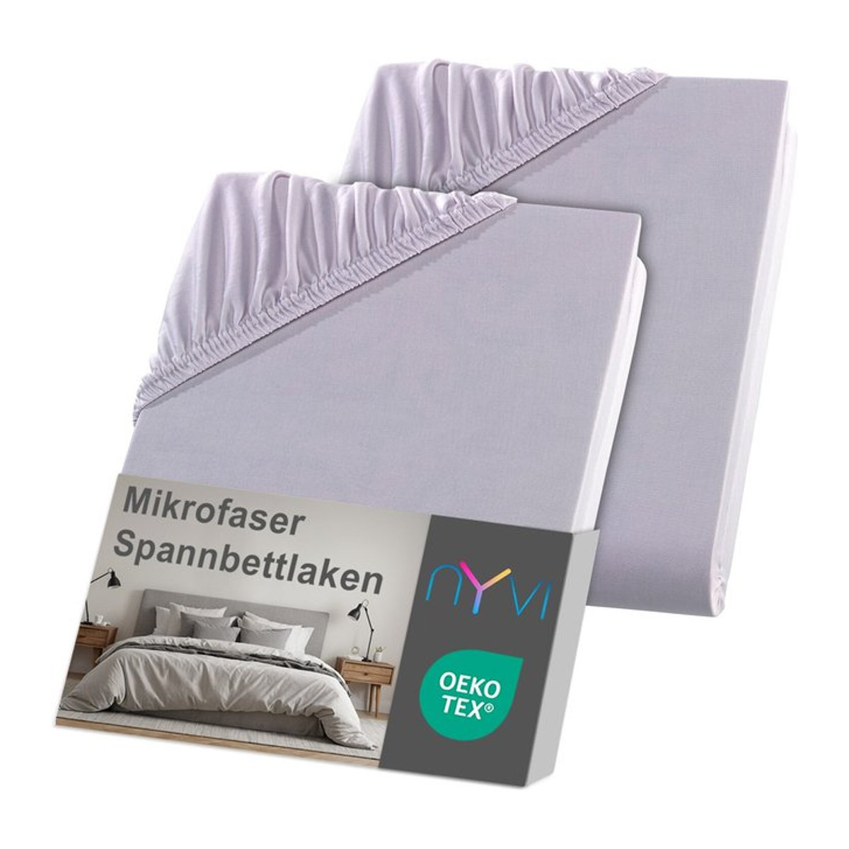 NYVI DreamScience Spannbettlaken aus Mikrofaser in Silber, 2er Pack, B/T: 90 x 200 cm bis 100 x 200 cm - Bild 1