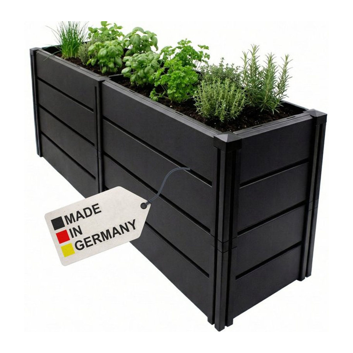 NYVI Hochbeet NYVIGreen Gartenbeet aus wetterfestem recyceltem Kunststoff in Schwarz Ausführung XL B: 158 cm, T: 44 cm, H: 61 cm - Bild 1