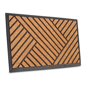 NYVI Kokos Fußmatte Streifen Schräg in Braun, rutschfest und wetterfest für Innen und Außen, B/T: 75 x 45 cm