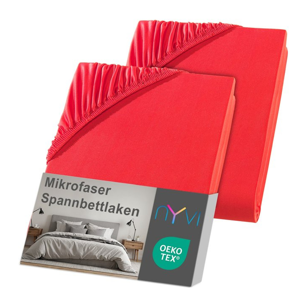 NYVI Spannbettlaken DreamScience aus Mikrofaser, rot, 2er Pack, B/T: 180 x 200 cm bis 200 x 200 cm - Bild 1
