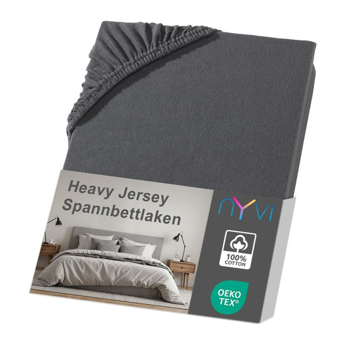 NYVI Spannbettlaken DreamScience Heavy Jersey aus Jersey, anthrazit, B/T/H: 140 x 200 x 15 cm oder 160 x 200 x 15 cm - Bild 1