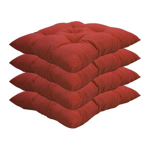 NYVI Stuhlkissen Genua Sitzkissen mit Steppung, 4er Pack, Rot, B/B: 38 x 38 cm
