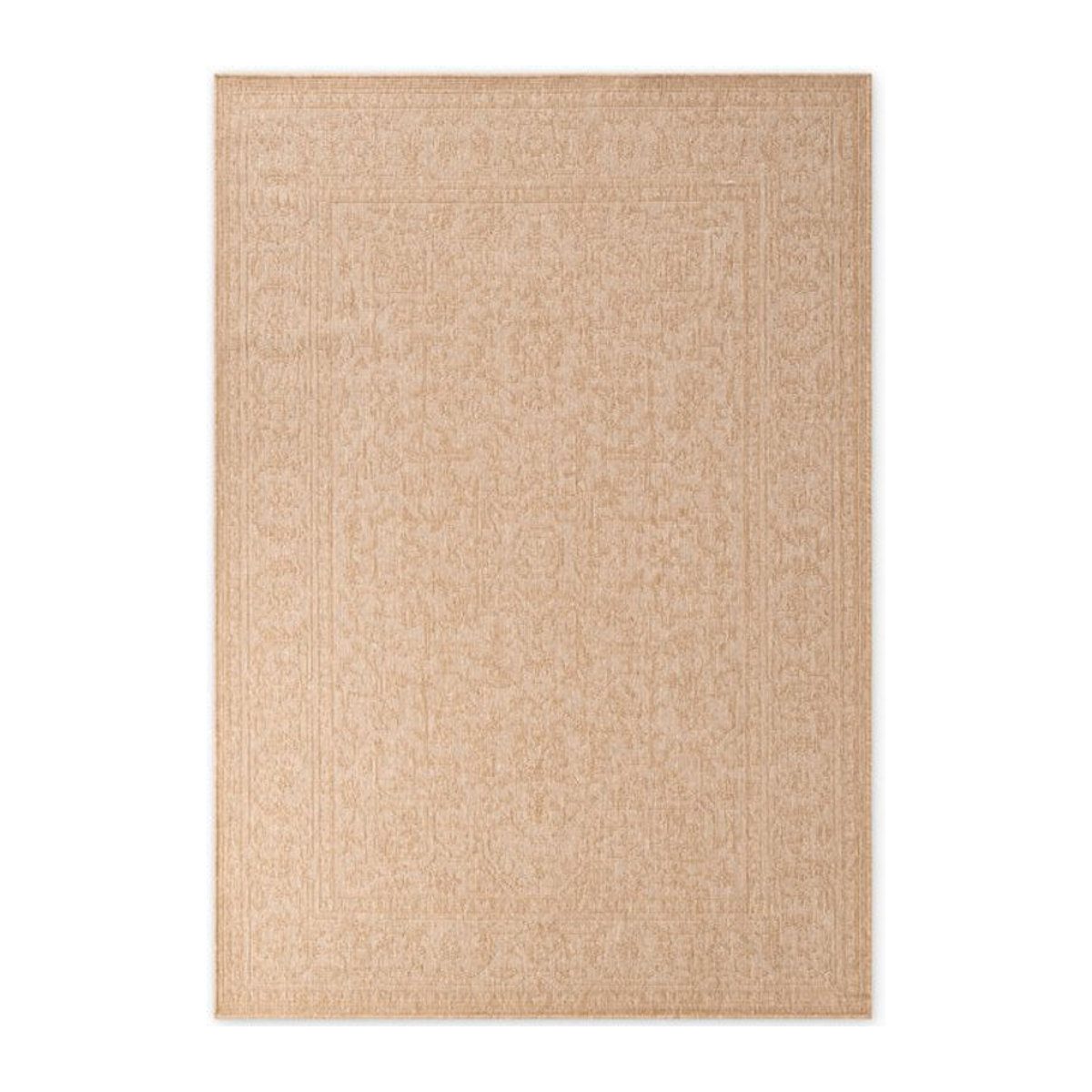 NYVI Teppich Duet wetterfest und UV-beständig für Innen und Außen in Jute-Optik, Farbe: Weiß/Beige, B/T: 120 x 170 cm - Bild 1