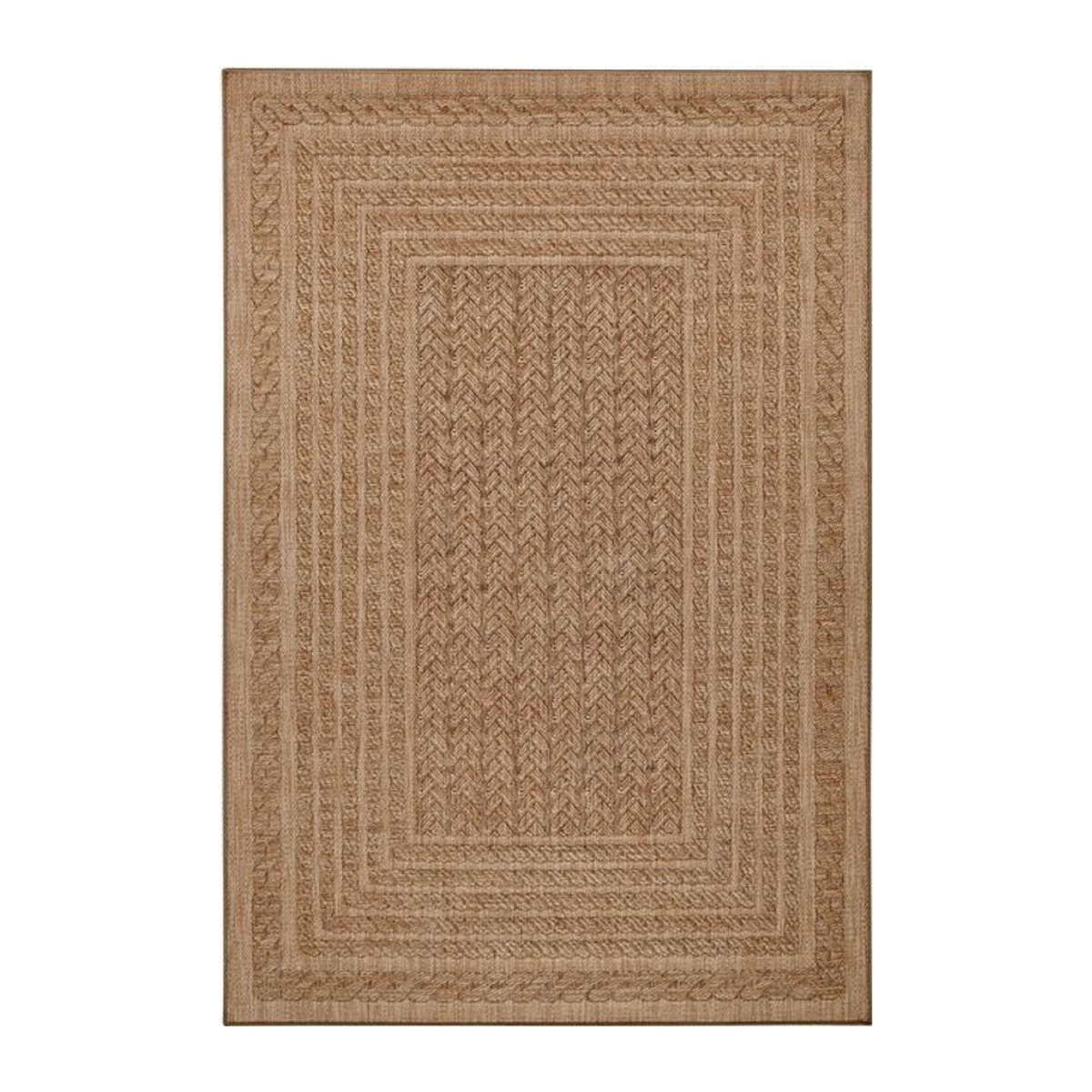 NYVI Teppich Forest Geometrisch aus Polypropylen, wetterfest und pflegeleicht für Innen und Außen, Farbe: Beige Braun, B/T: 231 x 290 cm - Bild 1