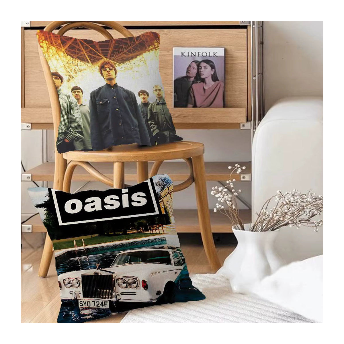 O-Oasis Band Kissenbezug mit Cartoon-Sofa-Dekoration, doppelseitig bedruckter Kurzplüsch in Mehrfarbig, nur Bezug - Bild 3