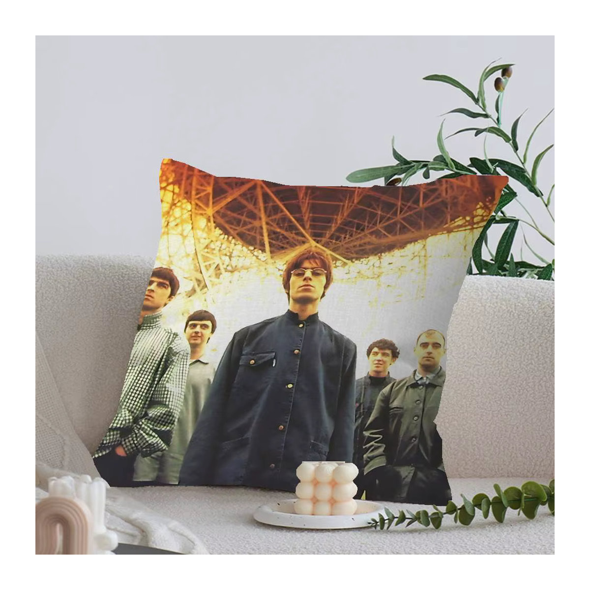 O-Oasis Band Kissenbezug mit Cartoon-Sofa-Dekoration, doppelseitig bedruckter Kurzplüsch in Mehrfarbig, nur Bezug - Bild 6