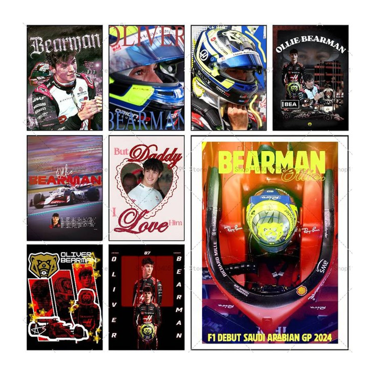 O-oliver Racing B-Bearman Wandbild als selbstklebender wasserfester Poster-Aufkleber in Mehrfarbig - Bild 1