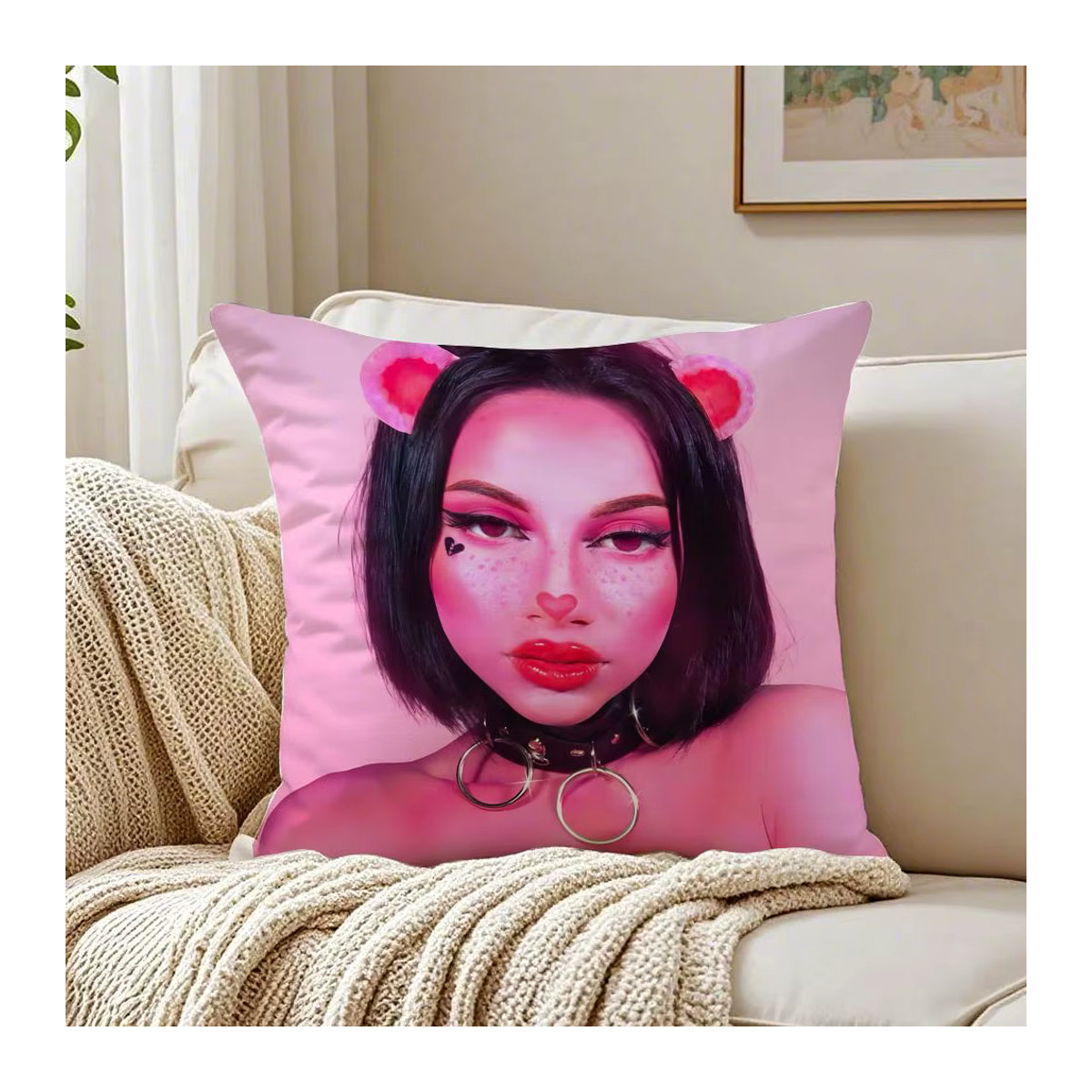 o-Omar Courtz Trendy Idol Kissenbezug in Weiß und Mehrfarbig für dein Wohnzimmer oder Sofa - Bild 5