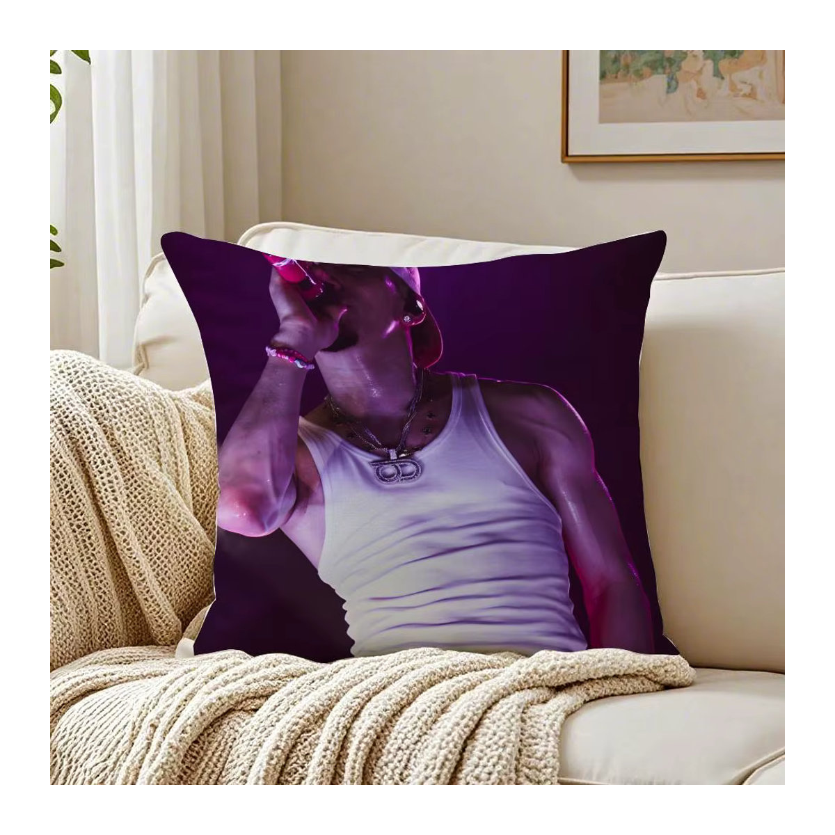 o-Omar Courtz Trendy Idol Kissenbezug in Weiß und Mehrfarbig für dein Wohnzimmer oder Sofa - Bild 6