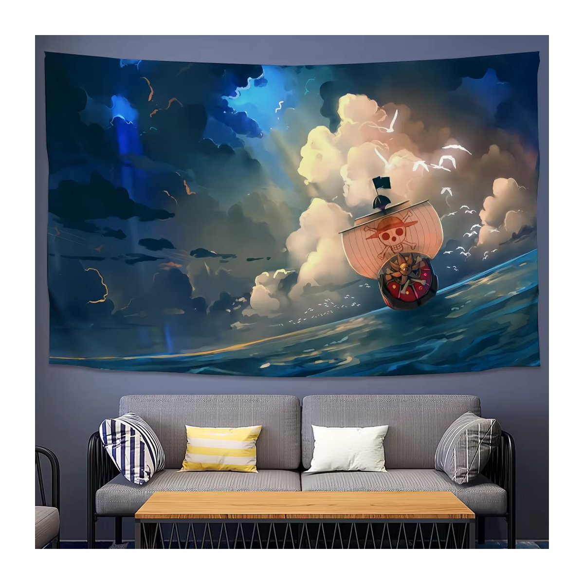 O-oNE P-pIEC-E Anime-Flagge aus Textil, mehrfarbig, rechteckig, B/H: 60 x 40 cm - Bild 3
