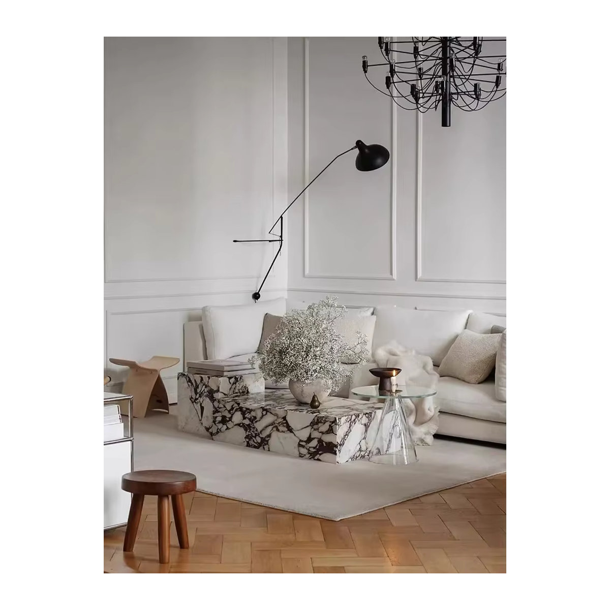 OAKCIA Couchtisch FYCT aus Marmor in Schwarz/Weiß, rechteckiges Design im modernen minimalistischen Stil - Bild 7