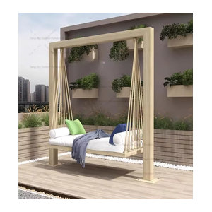 OAKCIA Hängematte Schaukel für Garten und Terrasse in Weiß mit minimalistischem Holzdesign