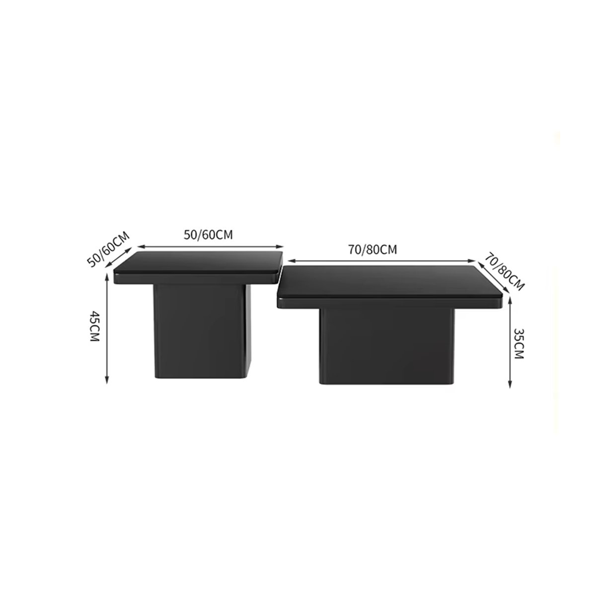 OAKCIA Moderner Designer Couchtisch aus Marmor in Schwarz, quadratisch und minimalistisch im italienischen Stil - Bild 1