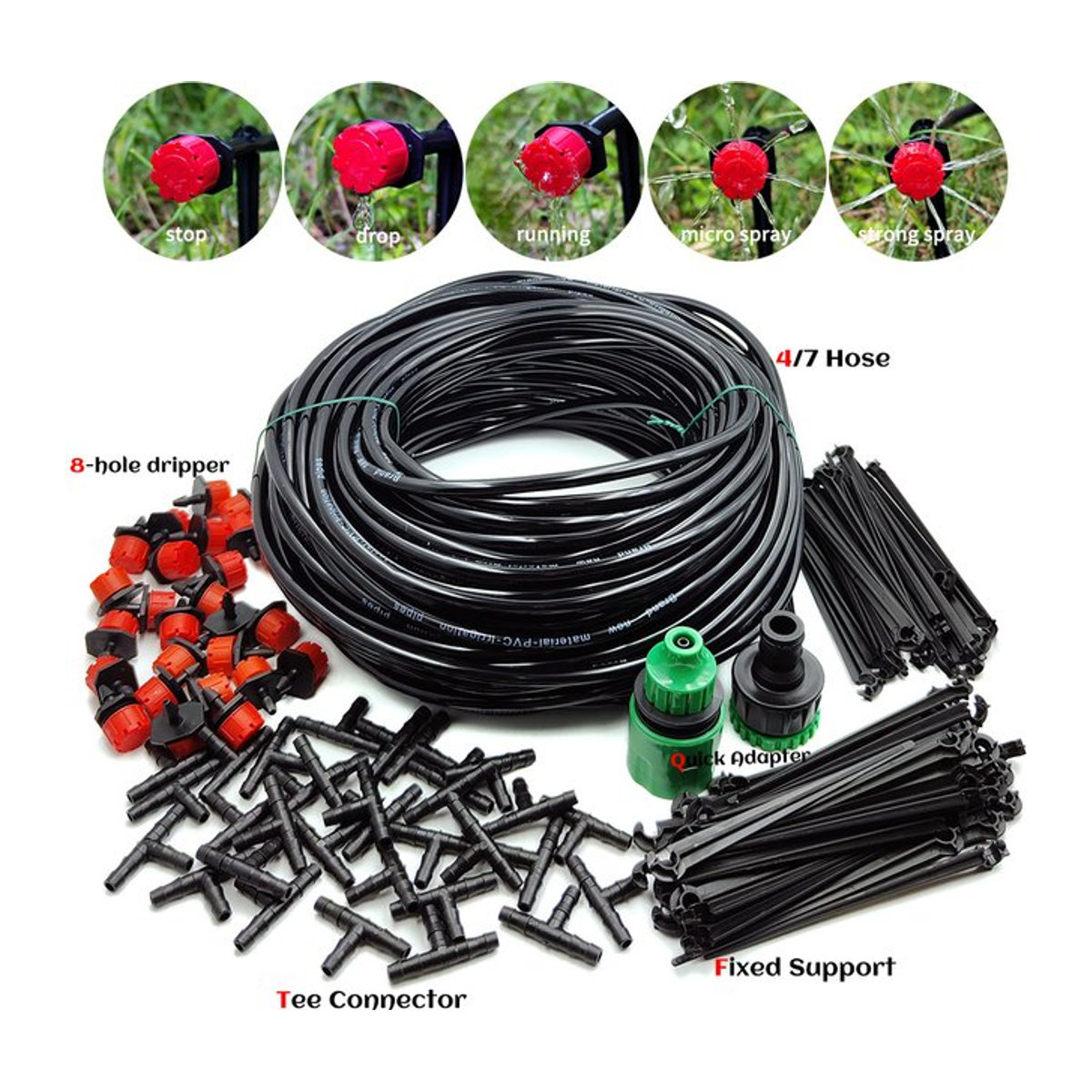 OASIS DIY Tropfbewässerungssystem mit verstellbaren Tropfern, 50m-5m Micro Drip Bewässerungsset aus Kunststoff, Schwarz - Bild 1