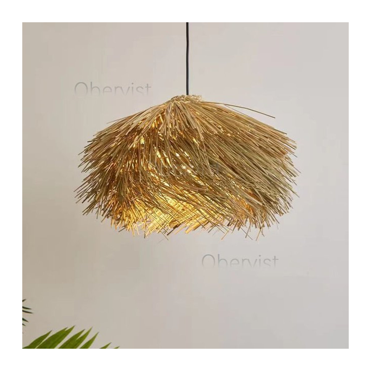 Obervist Rattan-Pendelleuchte in Natur im Bohemian-Stil mit E27-Fassung - Bild 1