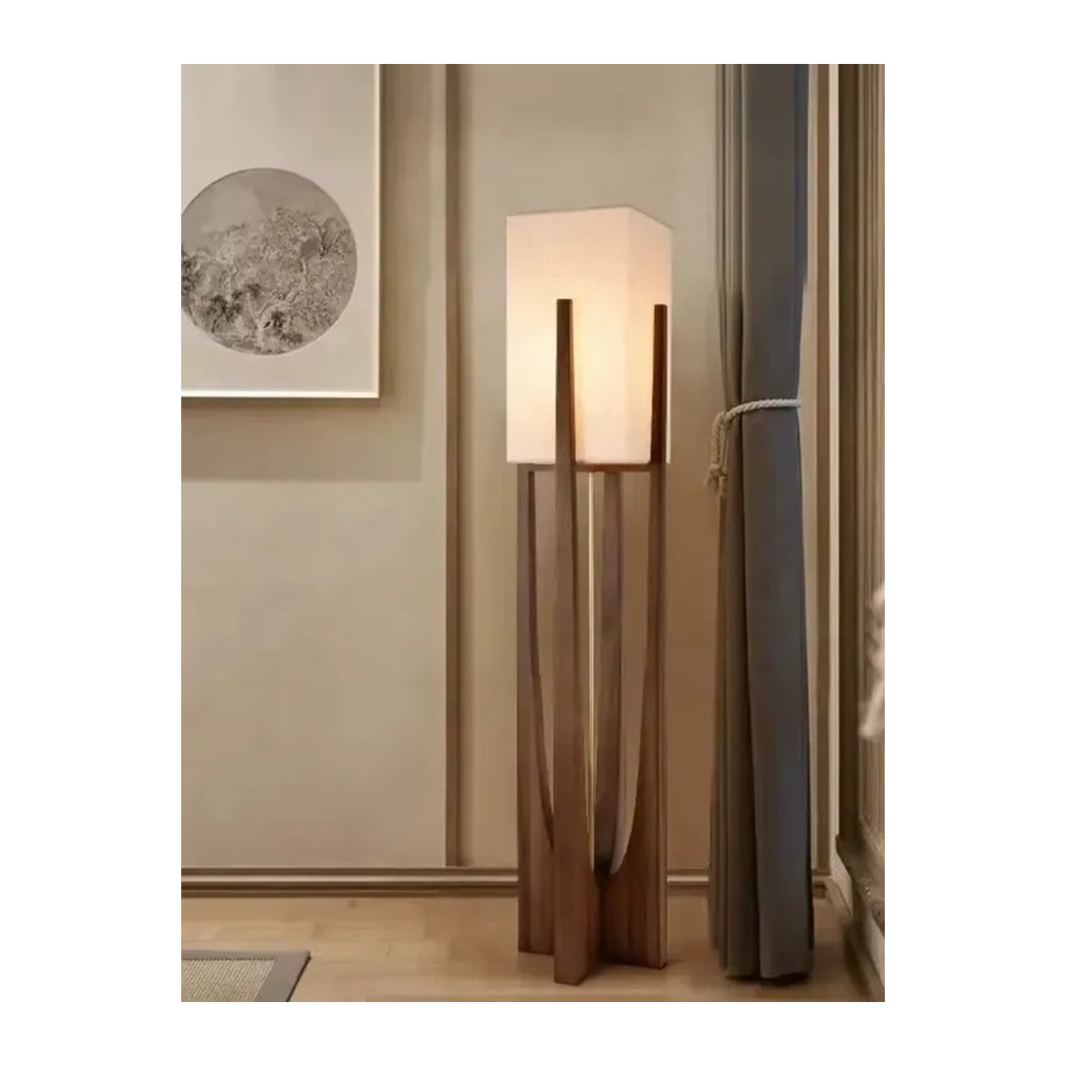 Obervist Skandinavische Designer-Stehlampe aus Massivholz in Nussbaum - Bild 4