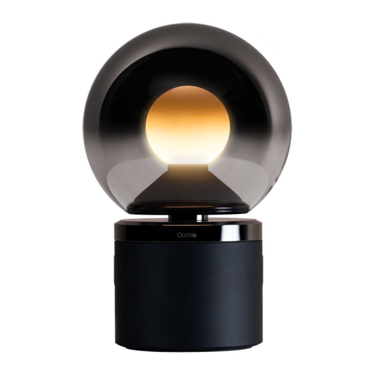 Occhio Luna Pura LED-Akkuleuchte aus Glas und Aluminium in Schwarz und Violett mit warmweißem Licht - Bild 2