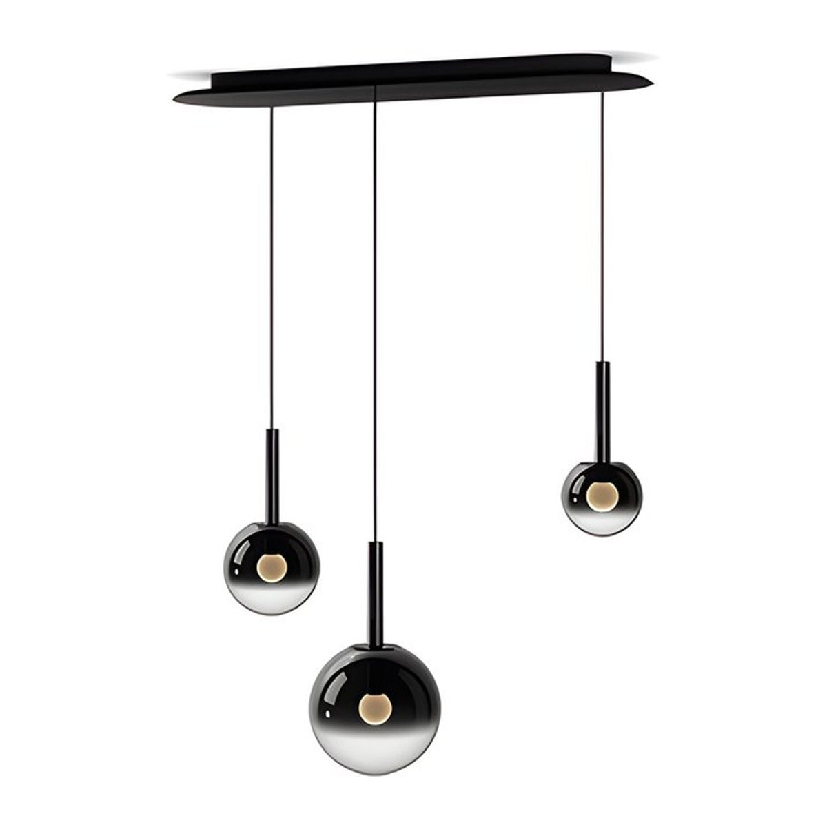 Occhio Luna sospeso cloud 3 L LED-Pendelleuchte in Dark Chrome und Schwarz matt mit x-tra warmem LED-Licht - Bild 1