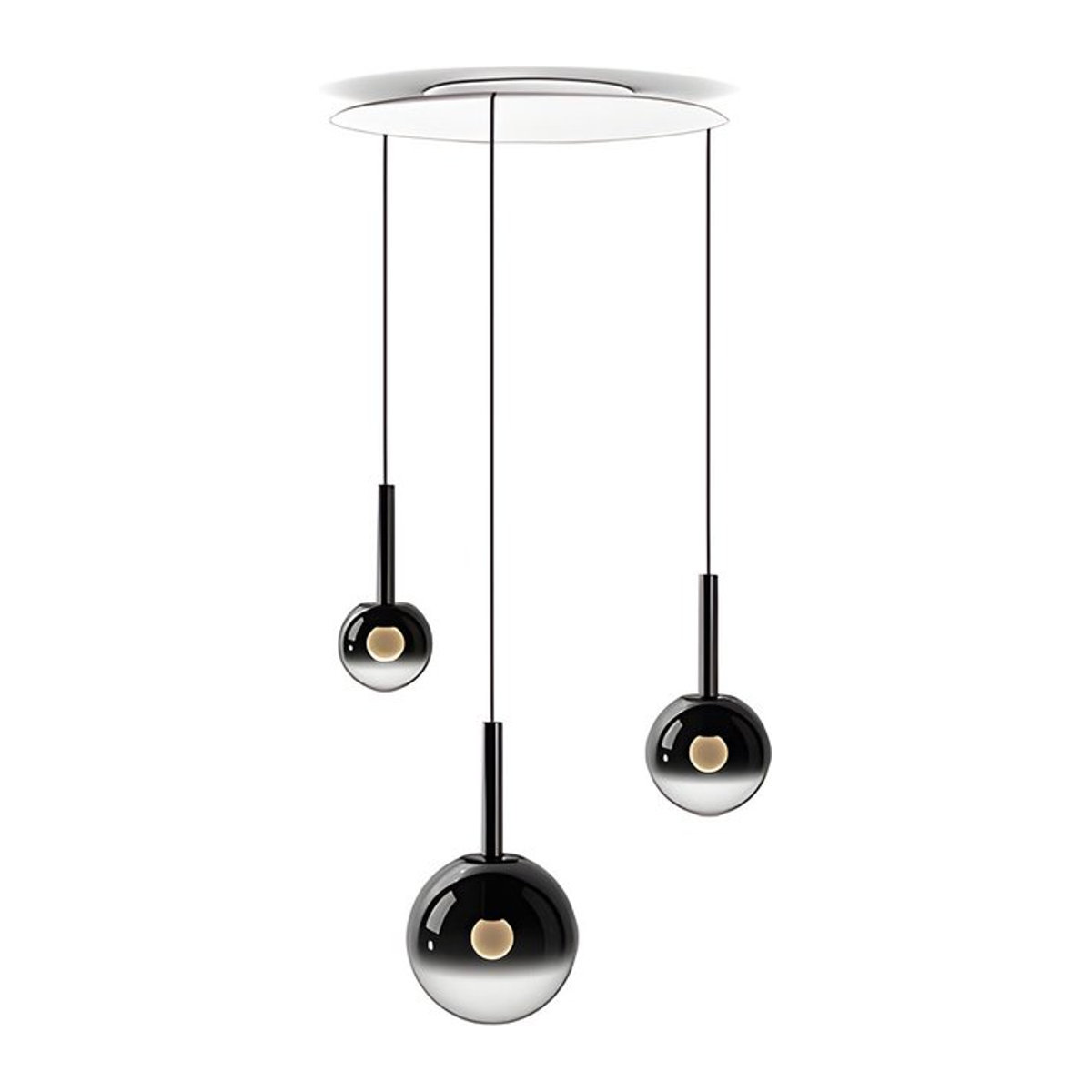 Occhio Luna sospeso cloud 3 LED-Pendelleuchte in Dark Chrome und Weiß matt mit warmweißem Licht - Bild 1