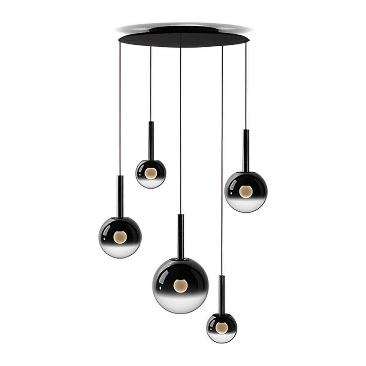 Occhio Luna Sospeso Cloud 5 LED-Pendelleuchte in Schwarz matt und Dark Chrome mit warmweißem Licht - Bild 1