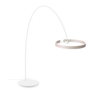 Occhio Mito largo LED-Bogenleuchte in Weiß matt und Gold matt mit dimmbarer LED (2700K - 4000K)