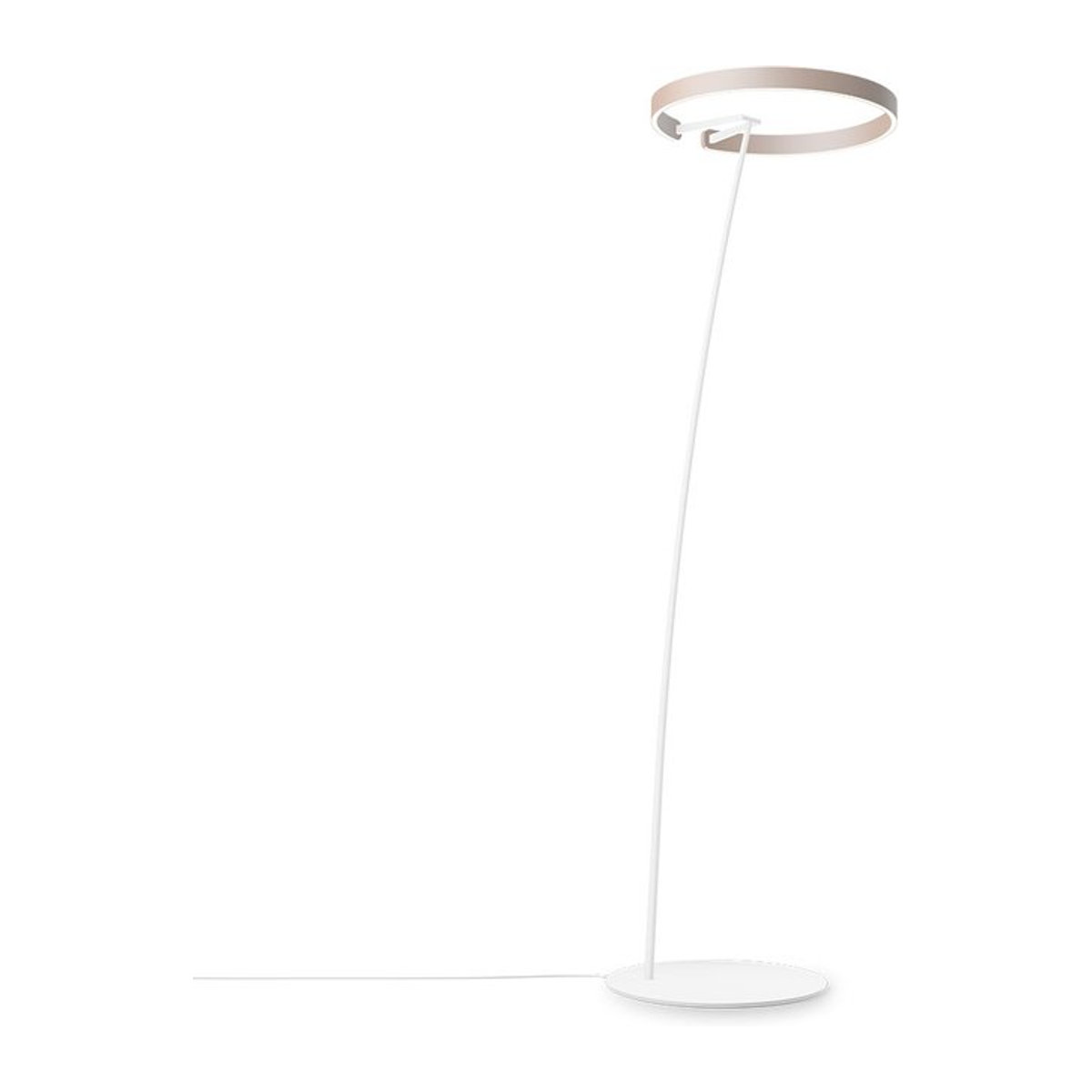 Occhio Mito LED-Bogenleuchte in Weiß matt mit Gold mattem Kopf und warmweißem Licht - Bild 1