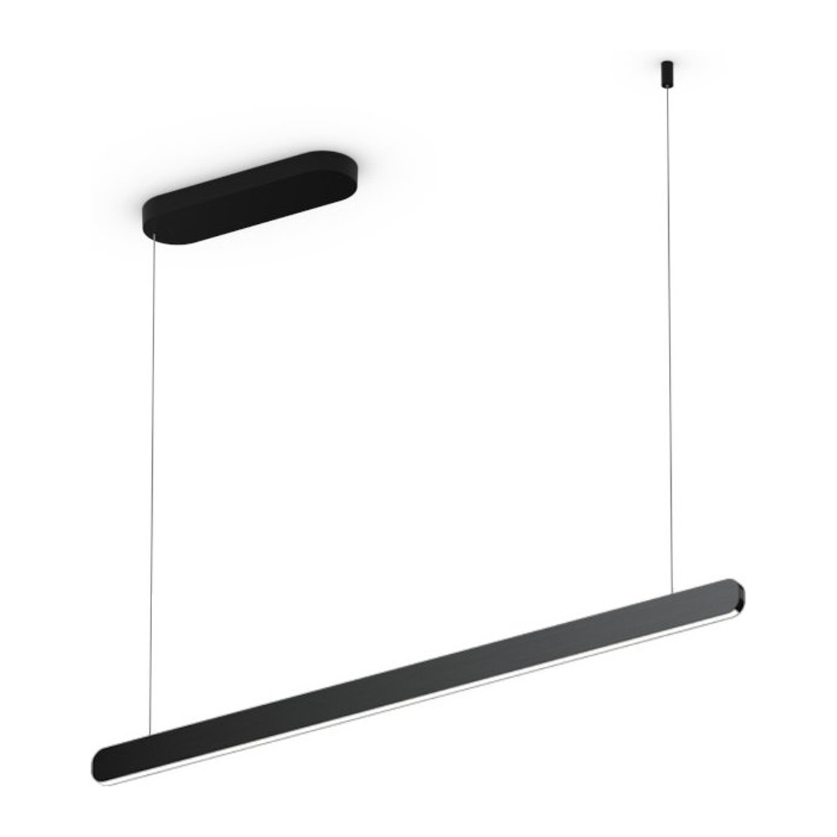 Occhio Mito linear volo 100 up LED-Pendelleuchte in Schwarz matt mit Black Phantom Kopf und Occhio air Modul für deine Tischbeleuchtung - Bild 1