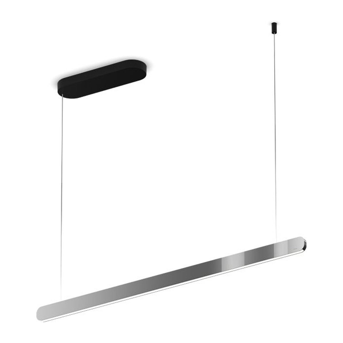 Occhio Mito linear volo 100 up LED-Pendelleuchte in Schwarz matt mit Dark Chrome Kopf und x-tra warmem LED-Licht (2200K - 3500K) inklusive Occhio air Modul - Bild 1