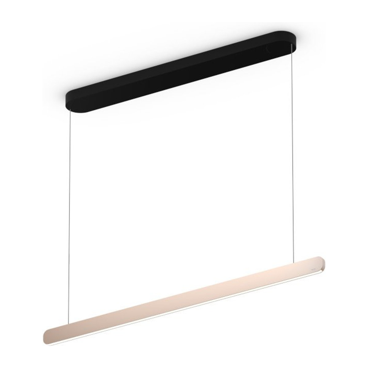 Occhio Mito linear volo 100 up LED-Pendelleuchte in Schwarz matt mit Gold mattem Kopf, variabel einstellbare Höhe 65-165 cm, inklusive Occhio air Modul und x-tra warmem LED-Licht (2200K - 3500K) - Bild 1