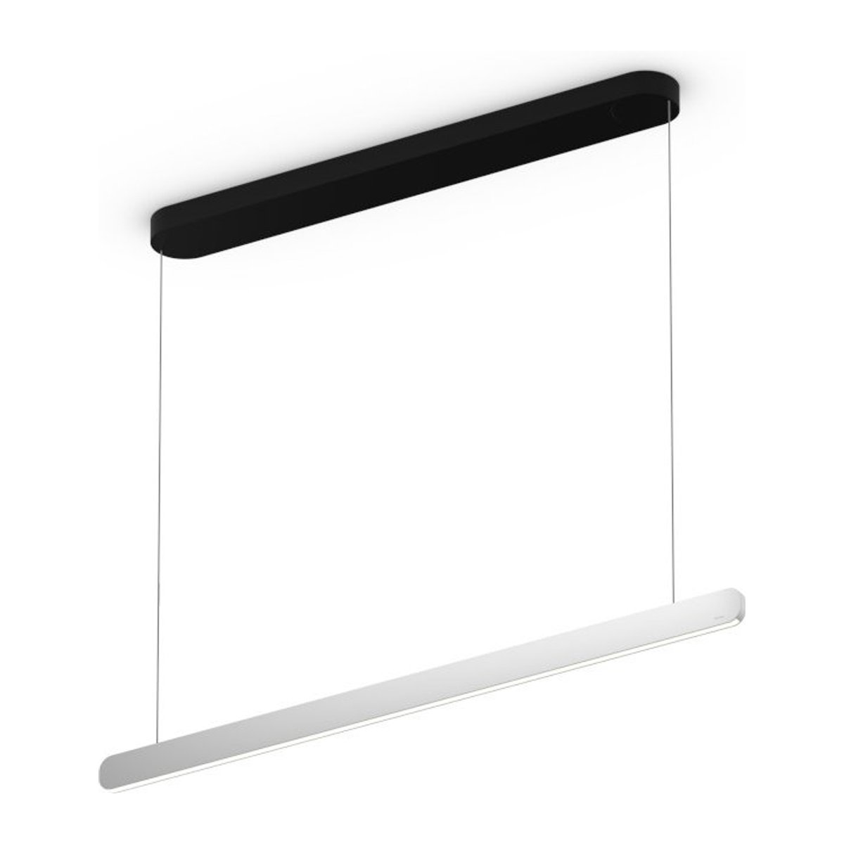 Occhio Mito linear volo 100 up LED-Pendelleuchte in Schwarz matt mit silbernem Kopf, variabel von 65-165 cm, inklusive Occhio air Modul und x-tra warm LED (2200K - 3500K) - Bild 1