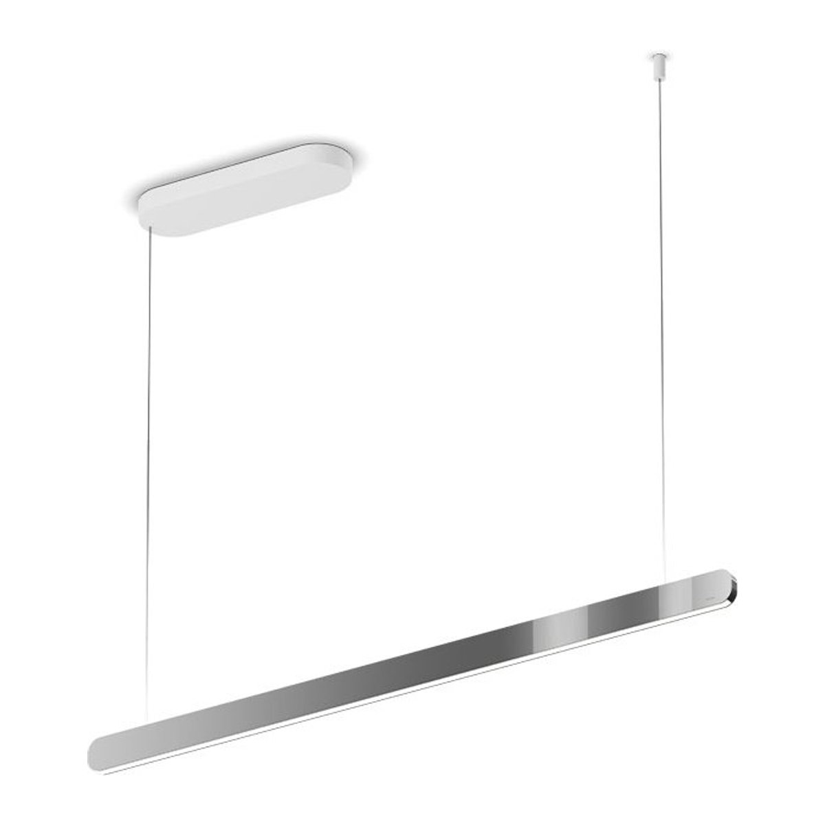 Occhio Mito linear volo 100 up LED-Pendelleuchte in Weiß matt mit Dark Chrome Kopf und Occhio air Modul für deine Tischbeleuchtung - Bild 1
