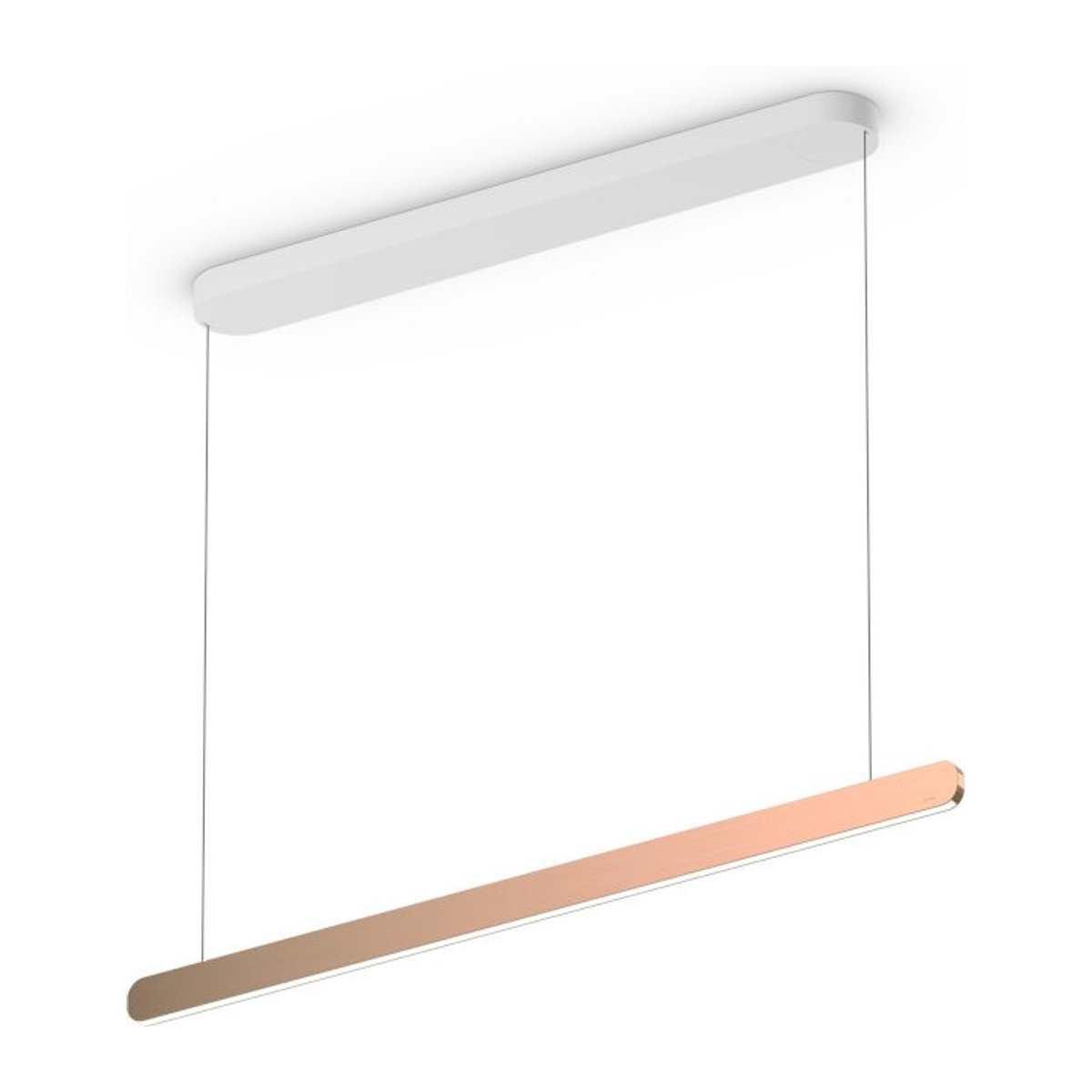 Occhio Mito linear volo 100 up LED-Pendelleuchte in Weiß matt mit Rose Gold Kopf für deine Tischbeleuchtung, inklusive Occhio air Modul und x-tra warm LED (2200K - 3500K) - Bild 1