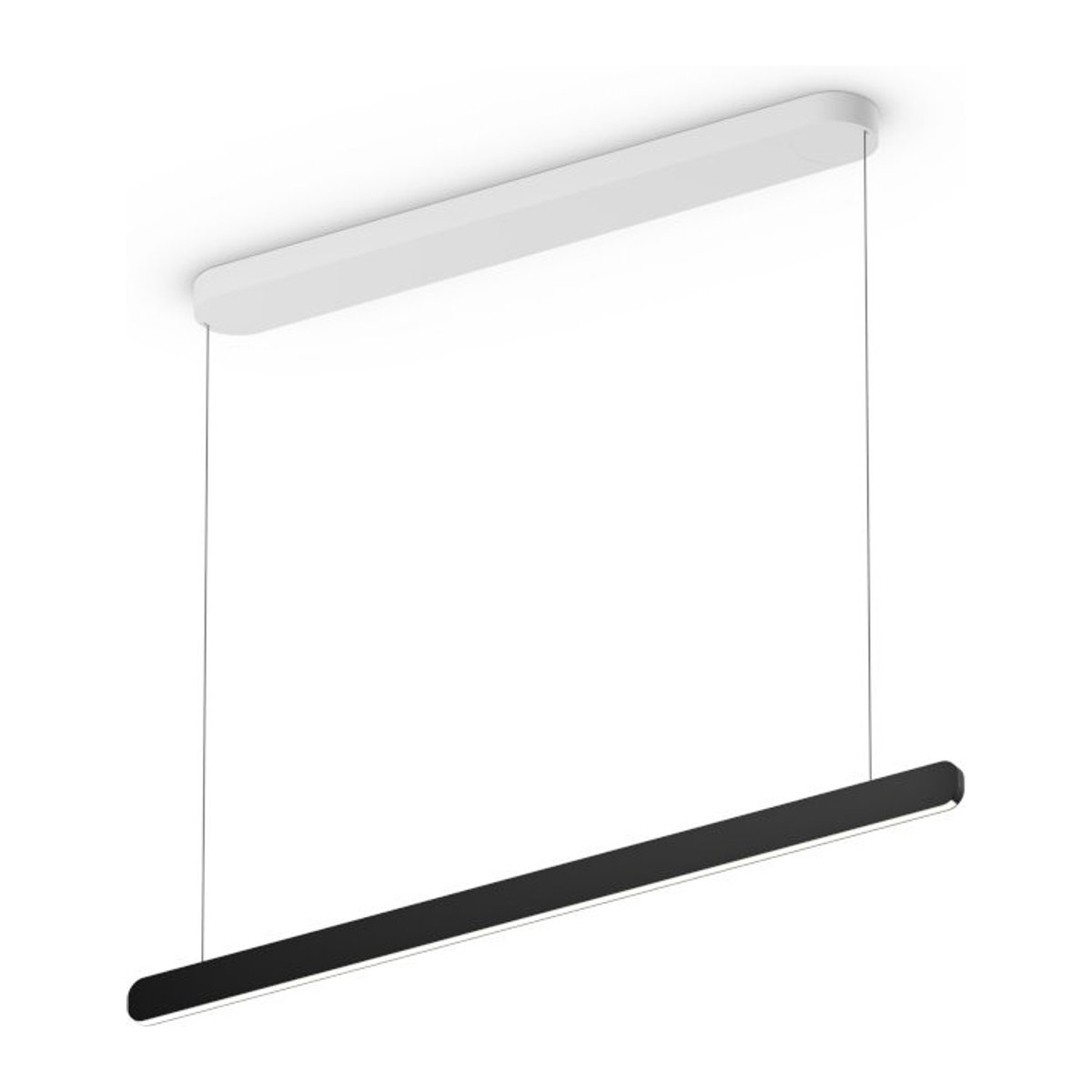 Occhio Mito linear volo 100 up LED-Pendelleuchte in Weiß matt mit schwarzem Kopf, variabel von 65-165 cm, inklusive Occhio air Modul und x-tra warm LED (2200K - 3500K) - Bild 1