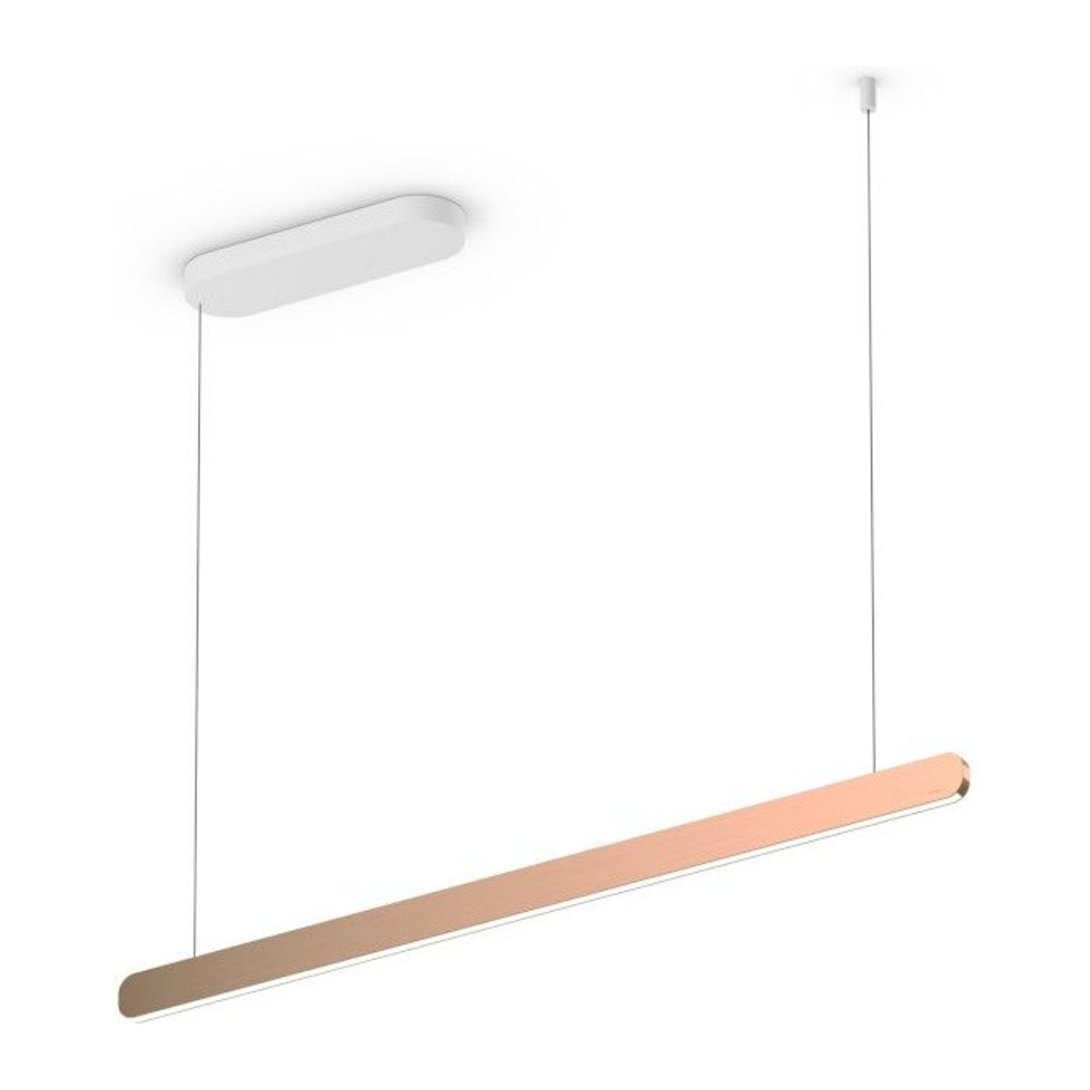 Occhio Mito linear volo 100 up LED-Pendelleuchte in Weiß matt und Rose Gold mit Occhio air Modul zur Tischbeleuchtung - Bild 1