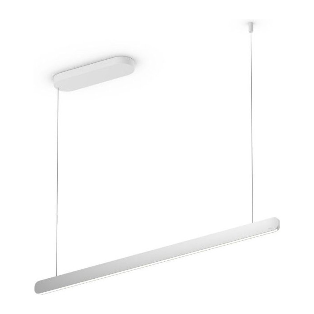 Occhio Mito linear volo 100 up LED-Pendelleuchte in Weiß matt und Silber matt mit Occhio air Modul zur Tischbeleuchtung - Bild 1