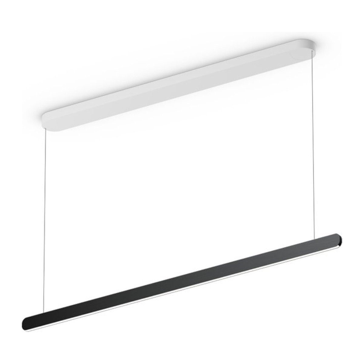 Occhio Mito linear volo 140 LED-Pendelleuchte in Weiß matt mit Black Phantom Kopf für deine Tischbeleuchtung inklusive Occhio air Modul und x-tra warm LED (2200K - 3500K) - Bild 1