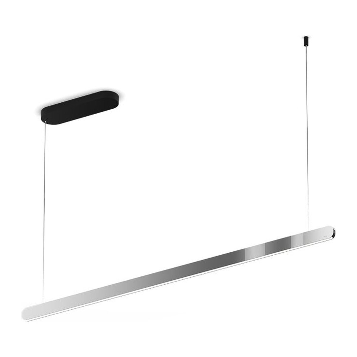 Occhio Mito linear volo 140 up LED-Pendelleuchte in Schwarz matt mit Dark Chrome Kopf und Occhio air Modul für deine Tischbeleuchtung - Bild 1