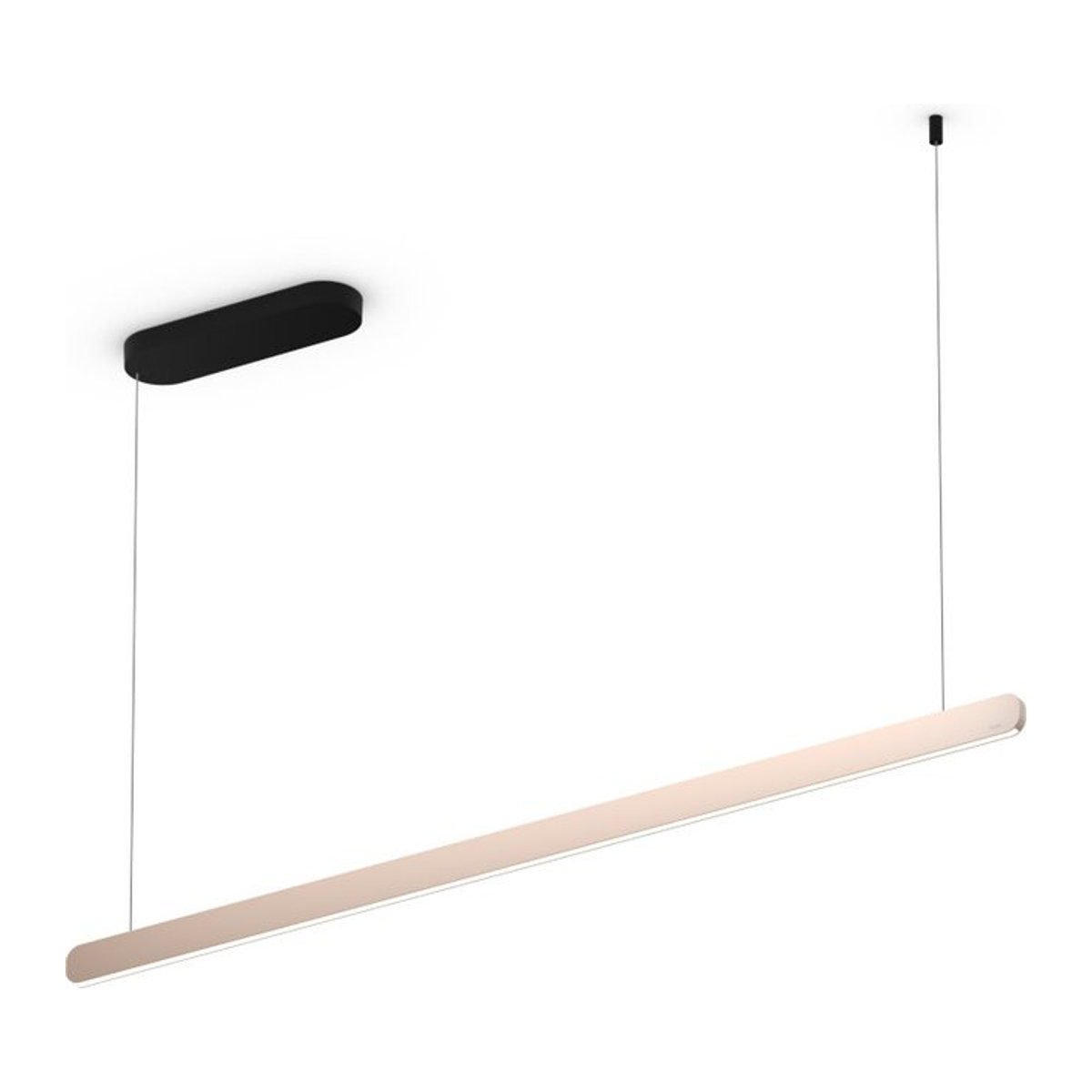 Occhio Mito linear volo 140 up LED-Pendelleuchte in Schwarz matt mit Gold mattem Kopf für deine Tischbeleuchtung inklusive Occhio air Modul und x-tra warmem LED Licht - Bild 1