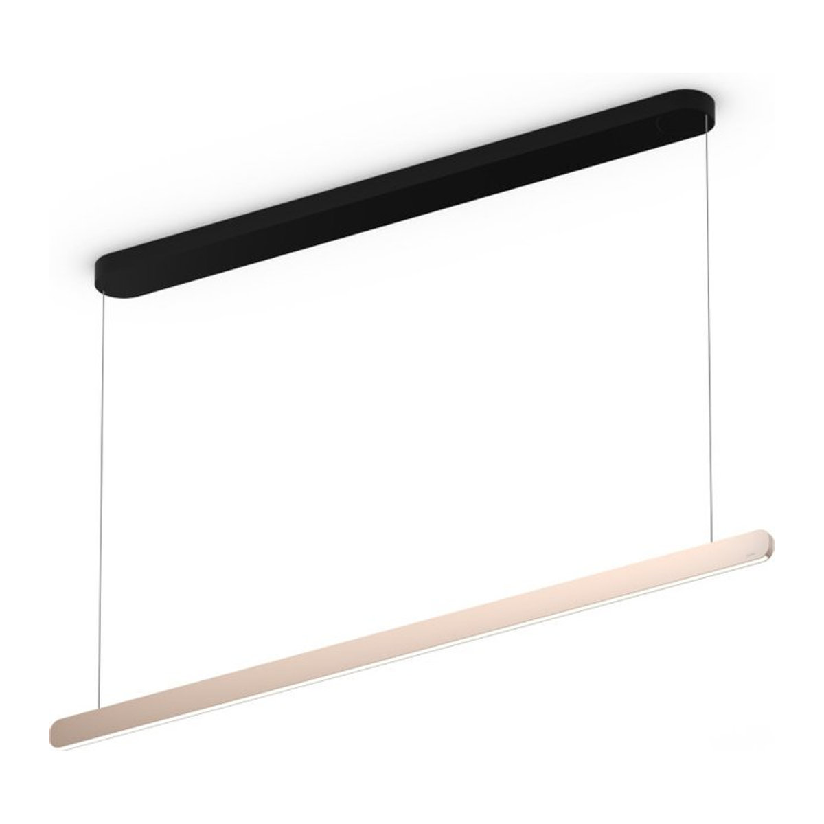 Occhio Mito linear volo 140 up LED-Pendelleuchte in Schwarz matt mit Gold mattem Kopf, variabel einstellbare Höhe 65-165 cm, inklusive Occhio air Modul und x-tra warm LED (2200K - 3500K) - Bild 1