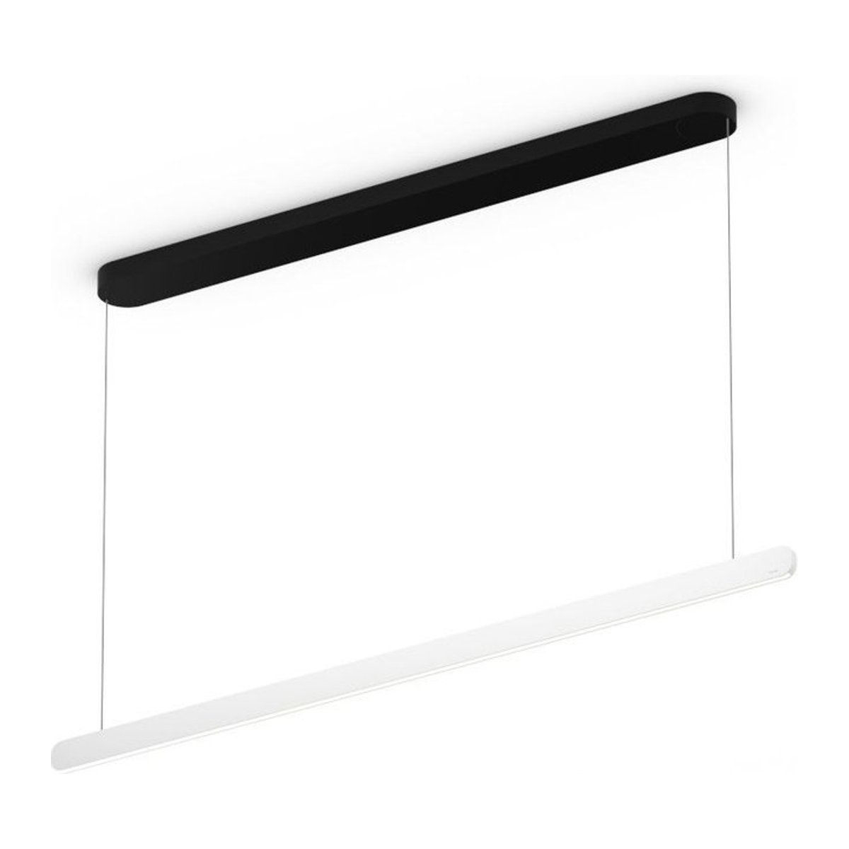 Occhio Mito linear volo 140 up LED-Pendelleuchte in Schwarz matt und Weiß matt mit Occhio air Modul, variabel 65-165 cm - Bild 1
