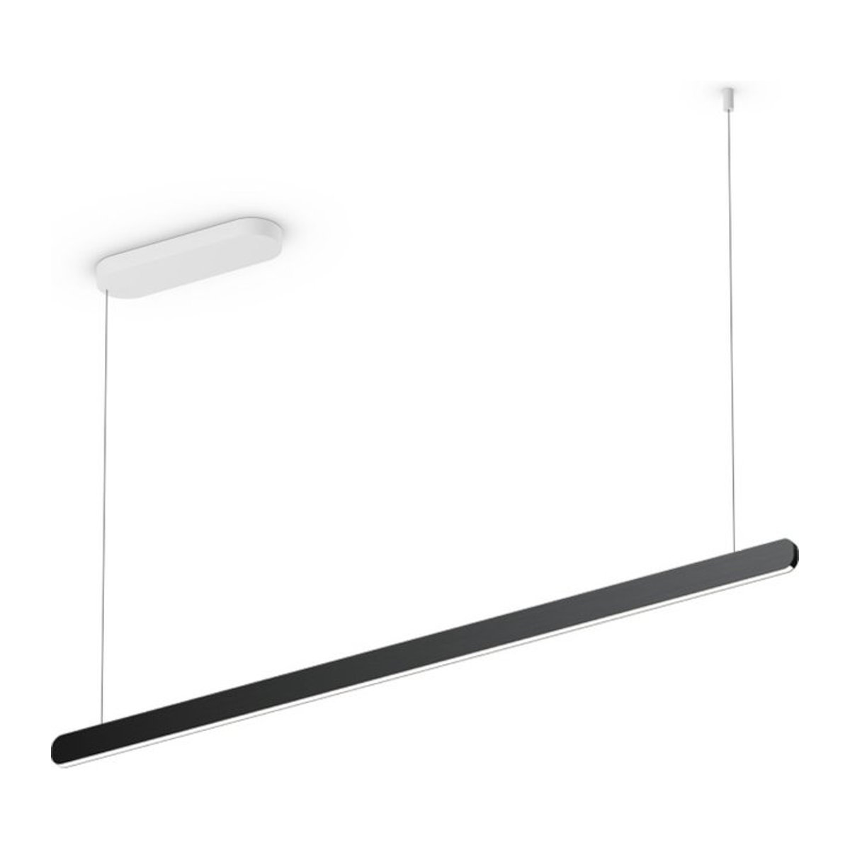 Occhio Mito linear volo 140 up LED-Pendelleuchte in Weiß matt mit Black Phantom Kopf für deine Tischbeleuchtung inklusive Occhio air Modul und x-tra warmem LED Licht - Bild 1