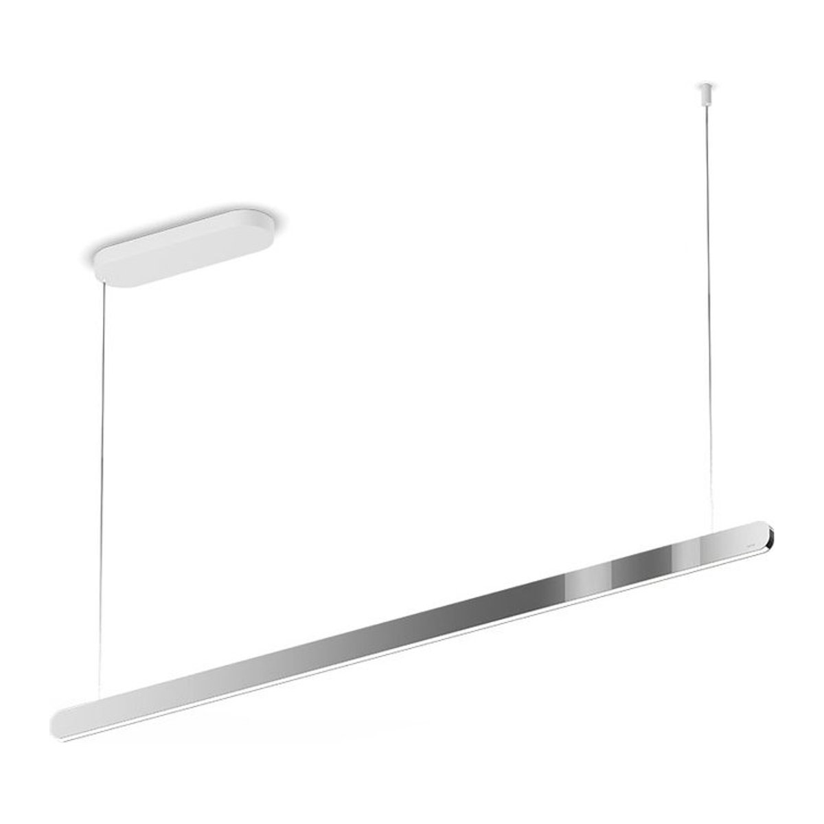 Occhio Mito linear volo 140 up LED-Pendelleuchte in Weiß matt mit Dark Chrome Kopf für die Tischbeleuchtung inklusive Occhio air Modul - Bild 1