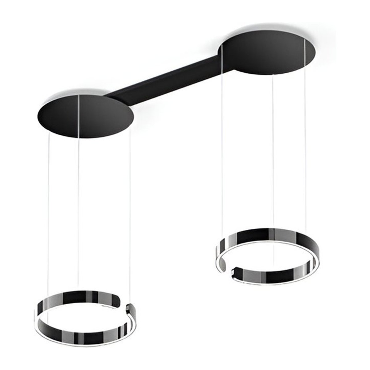 Occhio Mito sospeso due LED-Pendelleuchte in Schwarz matt mit Dark Chrome Ausführung und Occhio air Modul für variable Tischbeleuchtung (2200K - 3500K) - Bild 1