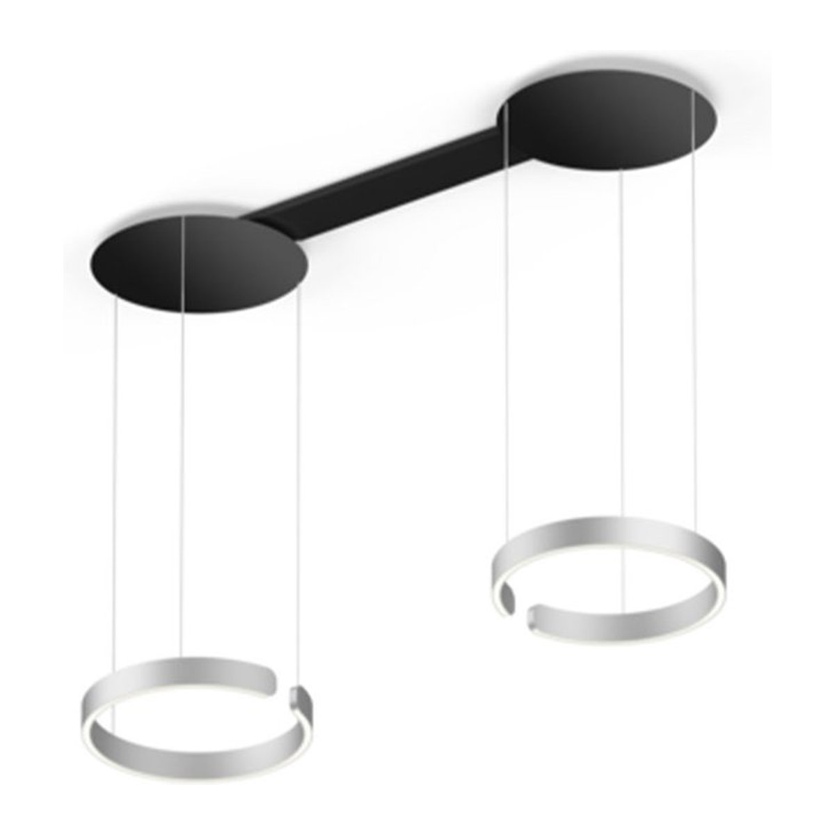 Occhio Mito sospeso due LED-Pendelleuchte in Schwarz matt und Silber matt mit Occhio air Modul und x-tra warm LED (2200K - 3500K), variabel 50-200 cm - Bild 1