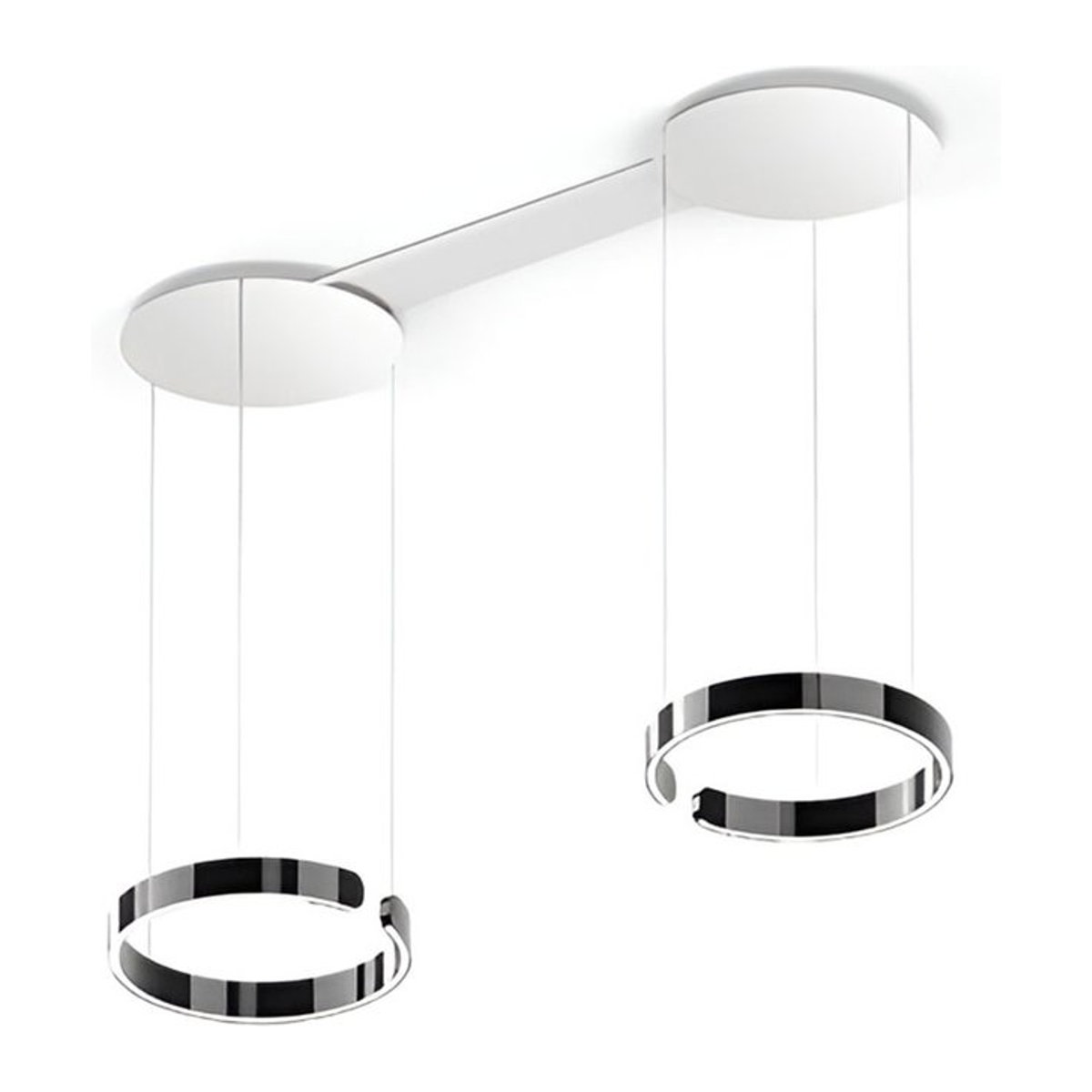 Occhio Mito sospeso due LED-Pendelleuchte in Weiß matt mit Dark Chrome Ausführung und Occhio air Modul für deine Tischbeleuchtung - Bild 1