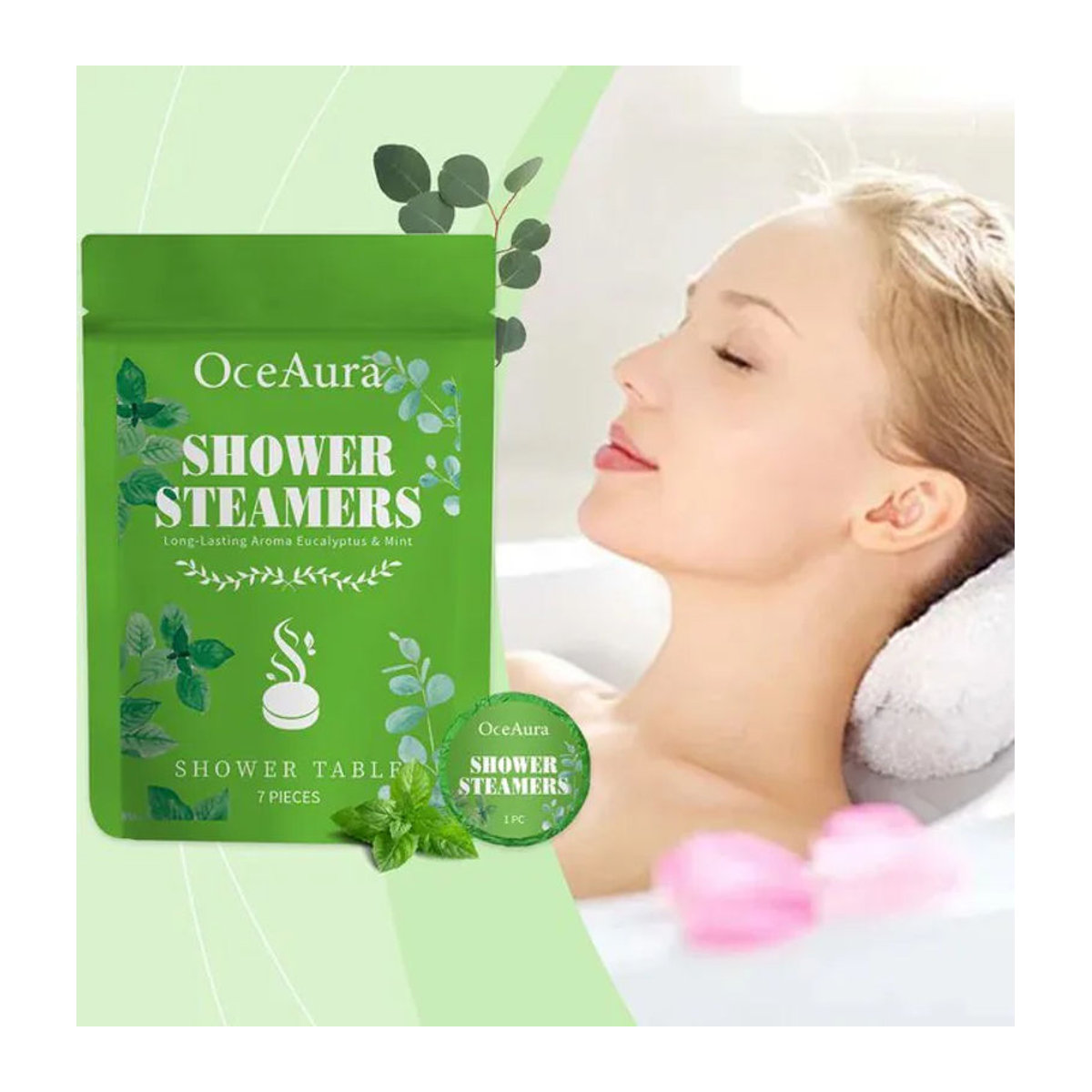 OceAura Minze Aromatherapie Dusch-Tabletten zur Erfrischung und Entspannung in Grün - Bild 1
