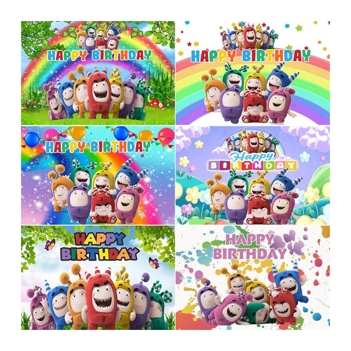 Odd & Bods Kinder Geburtstags Banner mit Regenbogen und Tieren, Mehrfarbig, B/H: 120 x 120 cm - Bild 1