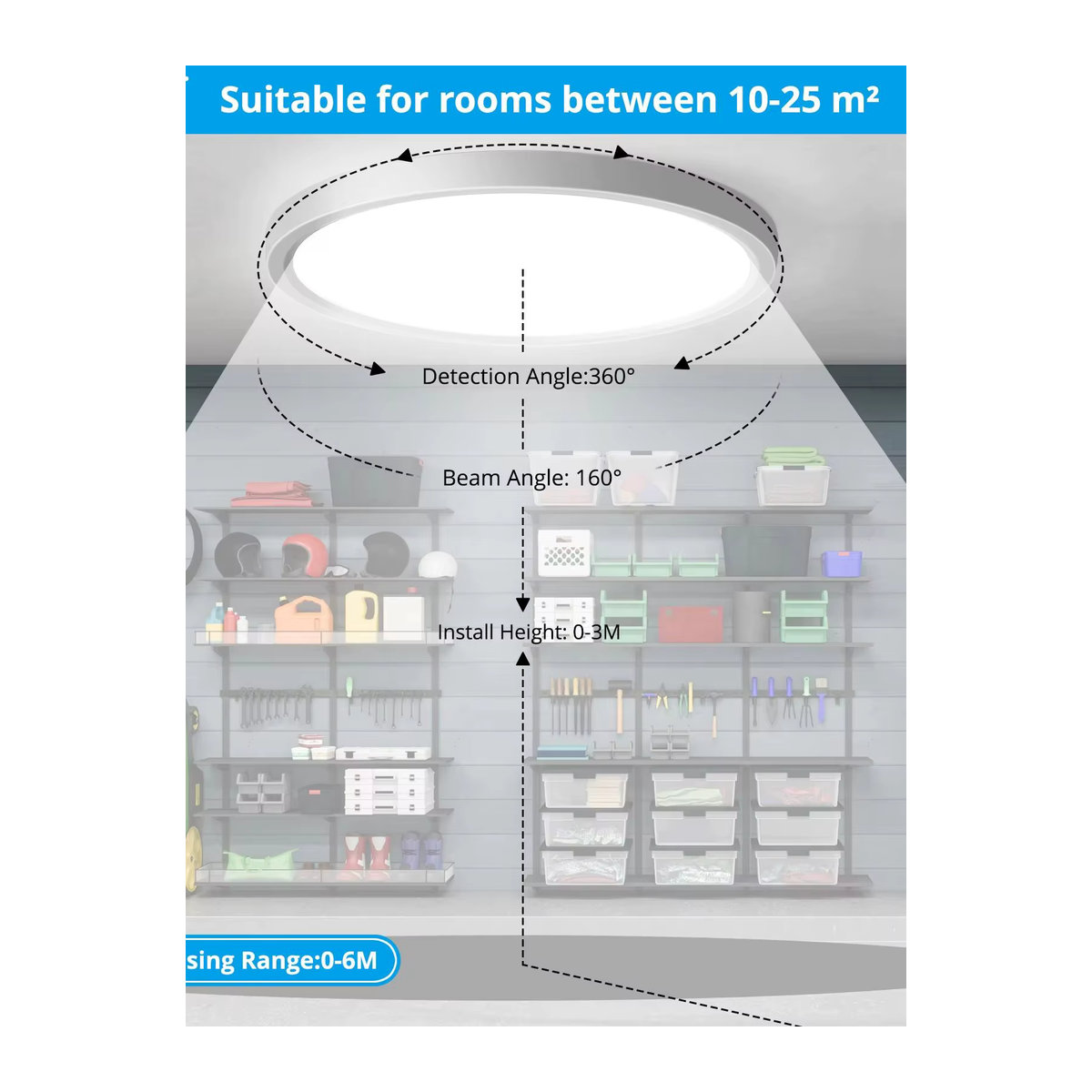 Oeegoo LED-Deckenlampe mit Bewegungssensor, 24 W, 2400 lm, Neutralweiß, Weiß, Ø 30 cm - Bild 4